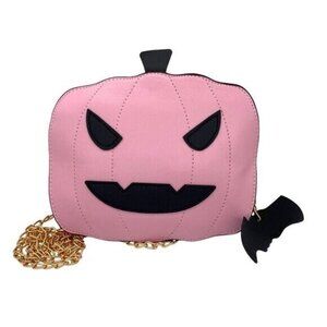 Pink Pumpkin Jack-O-Lantern Crossbody Bag Purse